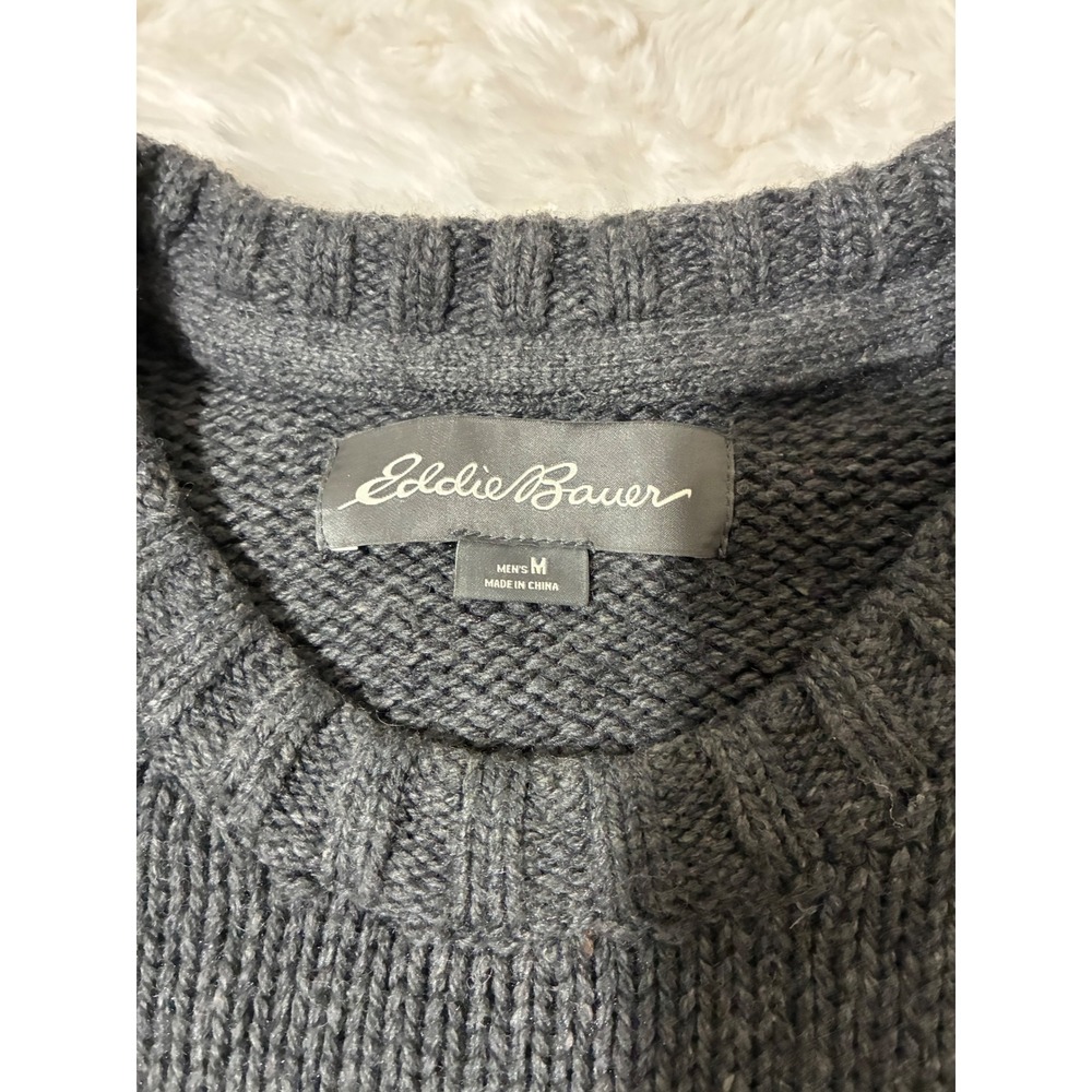 Eddie Bauer Mens Gray Fair Isle Merino Wool Blend Crewneck Sweater Size M - Picture 2 of 10